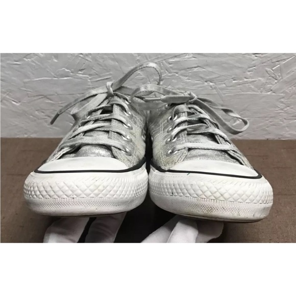 Converse Chuck Taylor Women's Low Top Sneaker Silver Metallic Canvas Size 6 - Picture 4 of 14